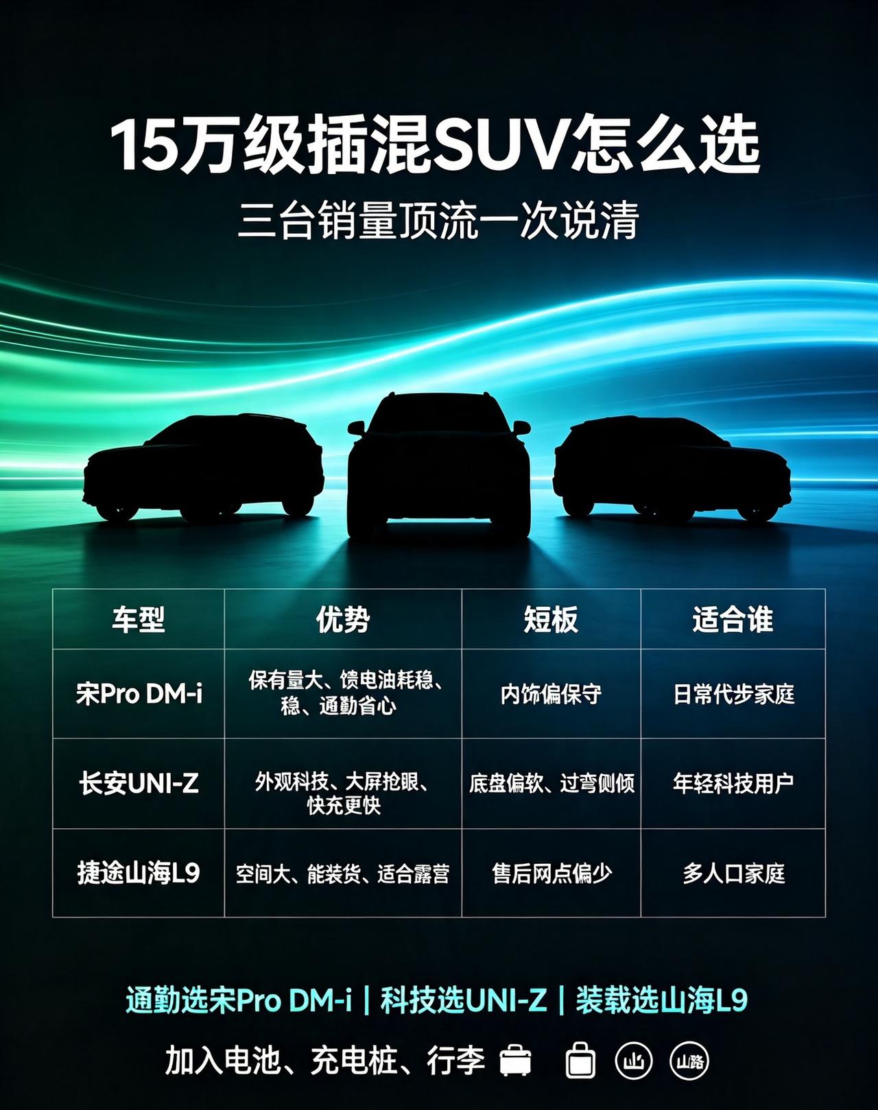 预算十五万想买一台可油可电的家用SUV，不用纠结充电条件，这三台是市面销量顶流。