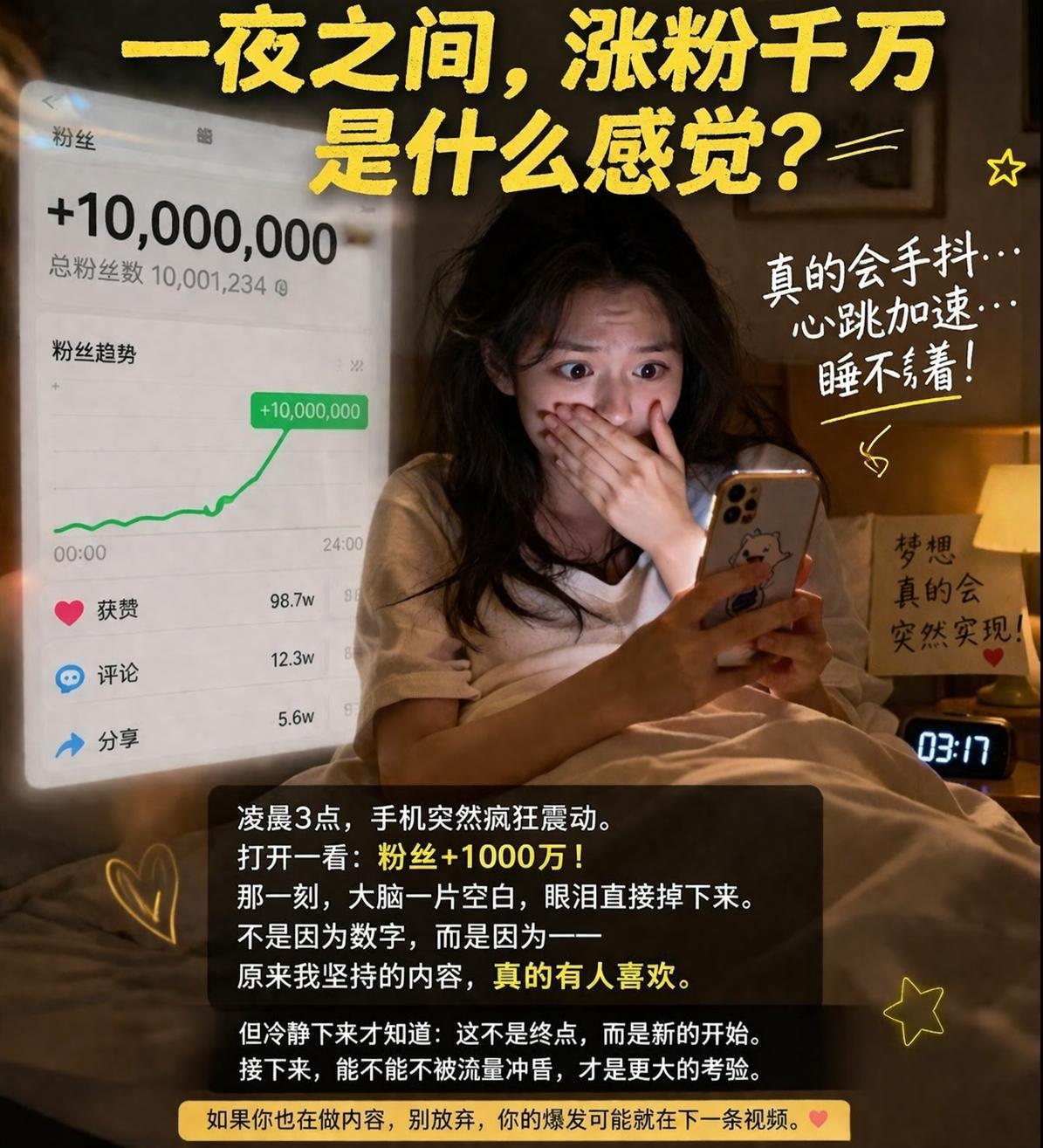 一夜之间涨粉千万？哈哈，我才刚刚把每天个位数的收益看得比股市还紧张，这种“爽感”