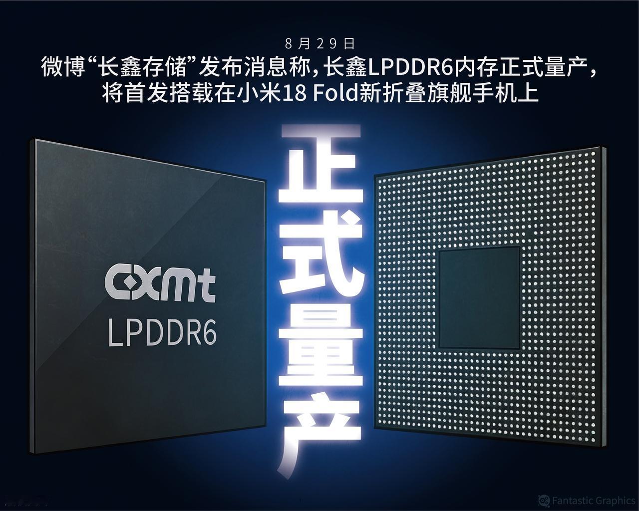 长鑫存储量产LPDDR6，拿下小米折叠屏首发
今年9月，小米即将发布的新一代折叠