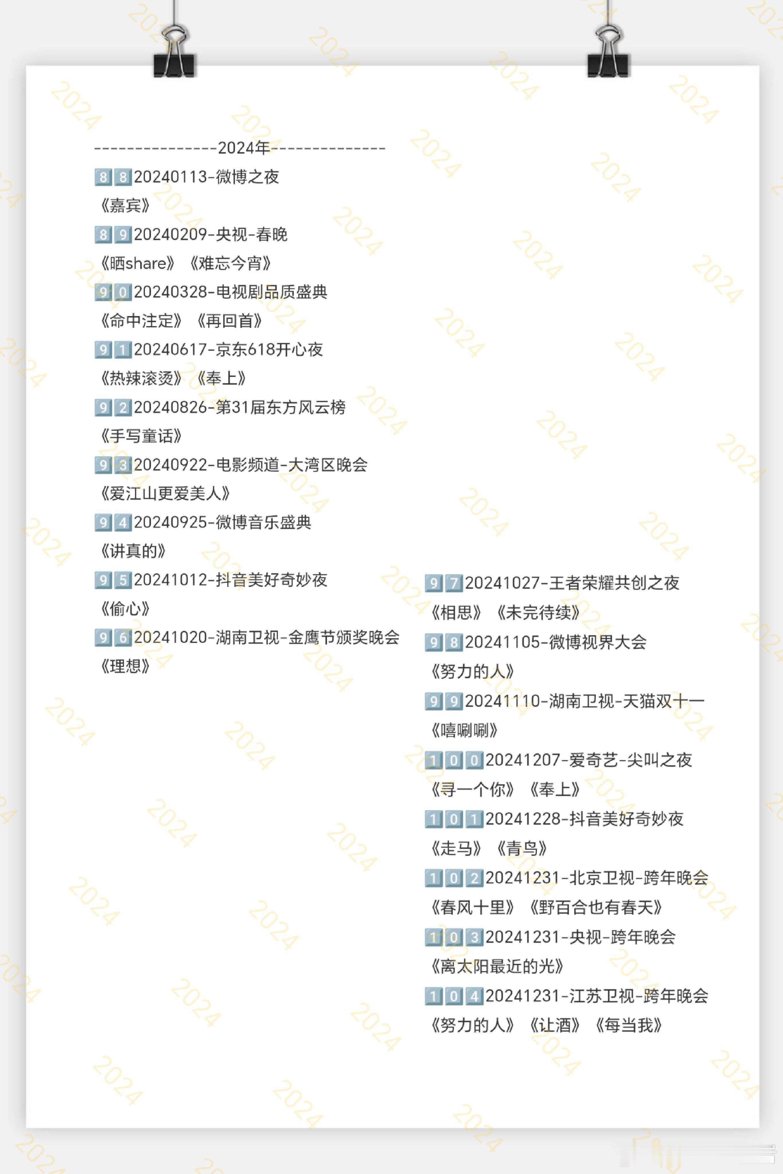 刘宇宁的《舞台》143个附：1️⃣音综83首➡️网页链接2️⃣发行歌曲251首➡