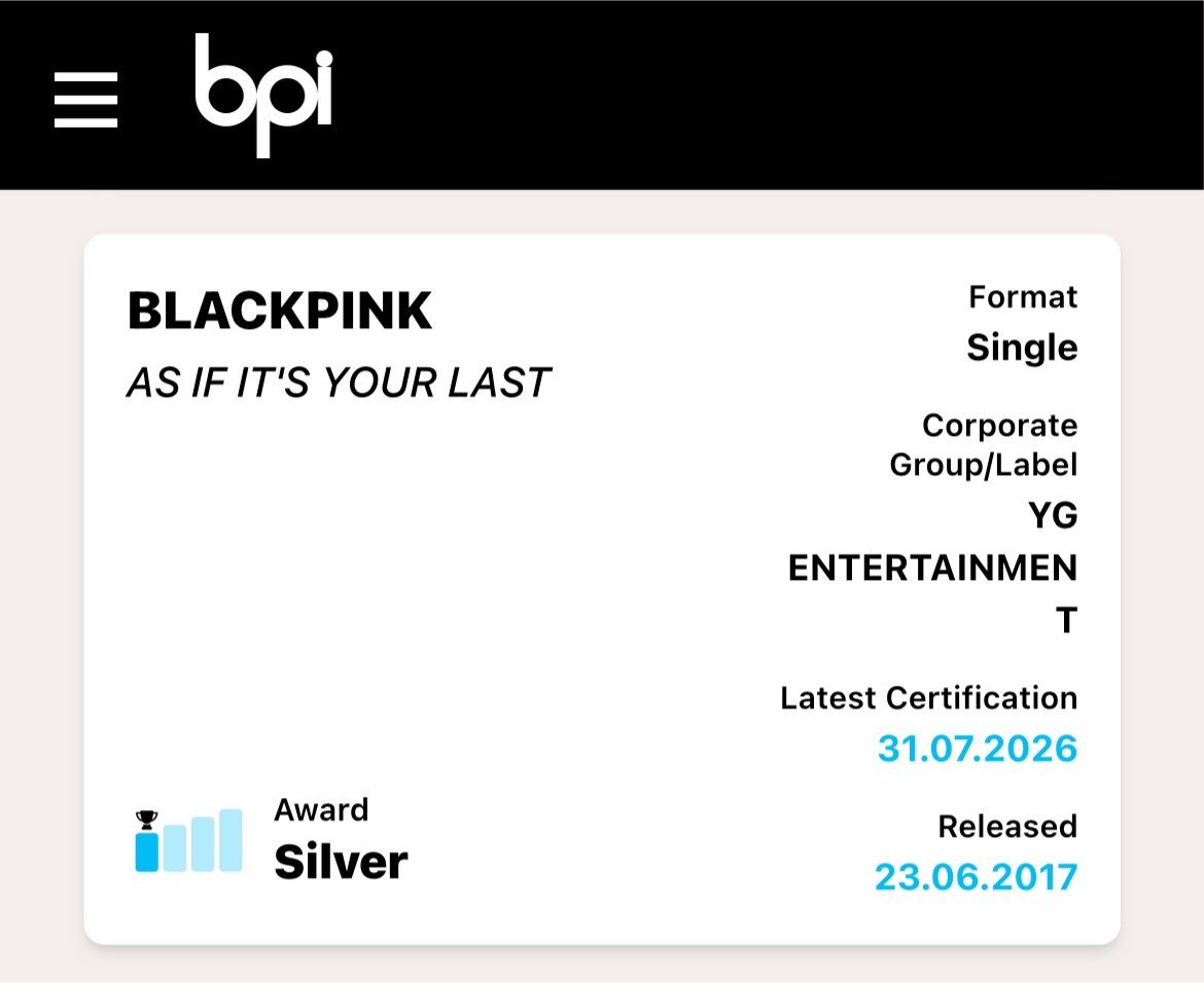 BLACKPINK 「AS IF IT'S YOUR LAST」英区🇬🇧综销
