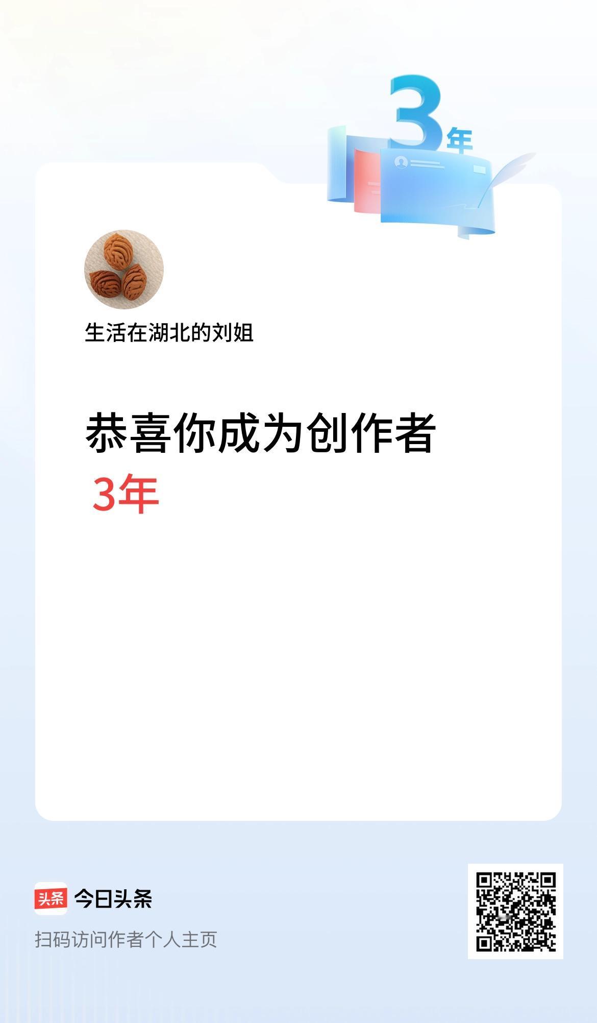 今天是我在头条成为创作者的第3年！