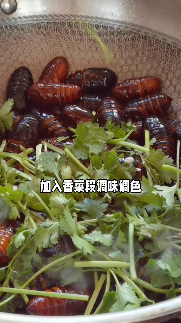 家常蚕蛹怎么做好吃？3分钟就上桌。
·准备洗净的大黄蚕蛹。
·锅中烧油热后下入蚕