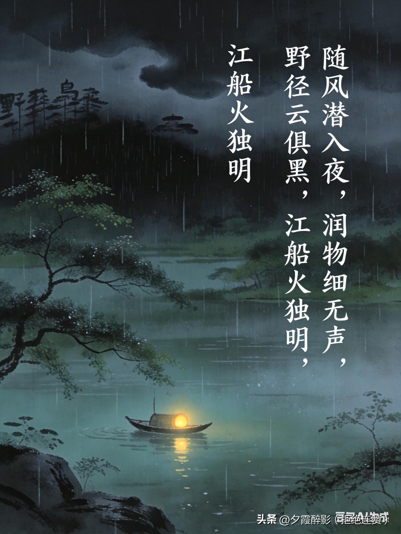 “好雨知时节，当春乃发生。”
读着杜甫这句诗，仿佛置身于那场绵绵春雨之中。
 
