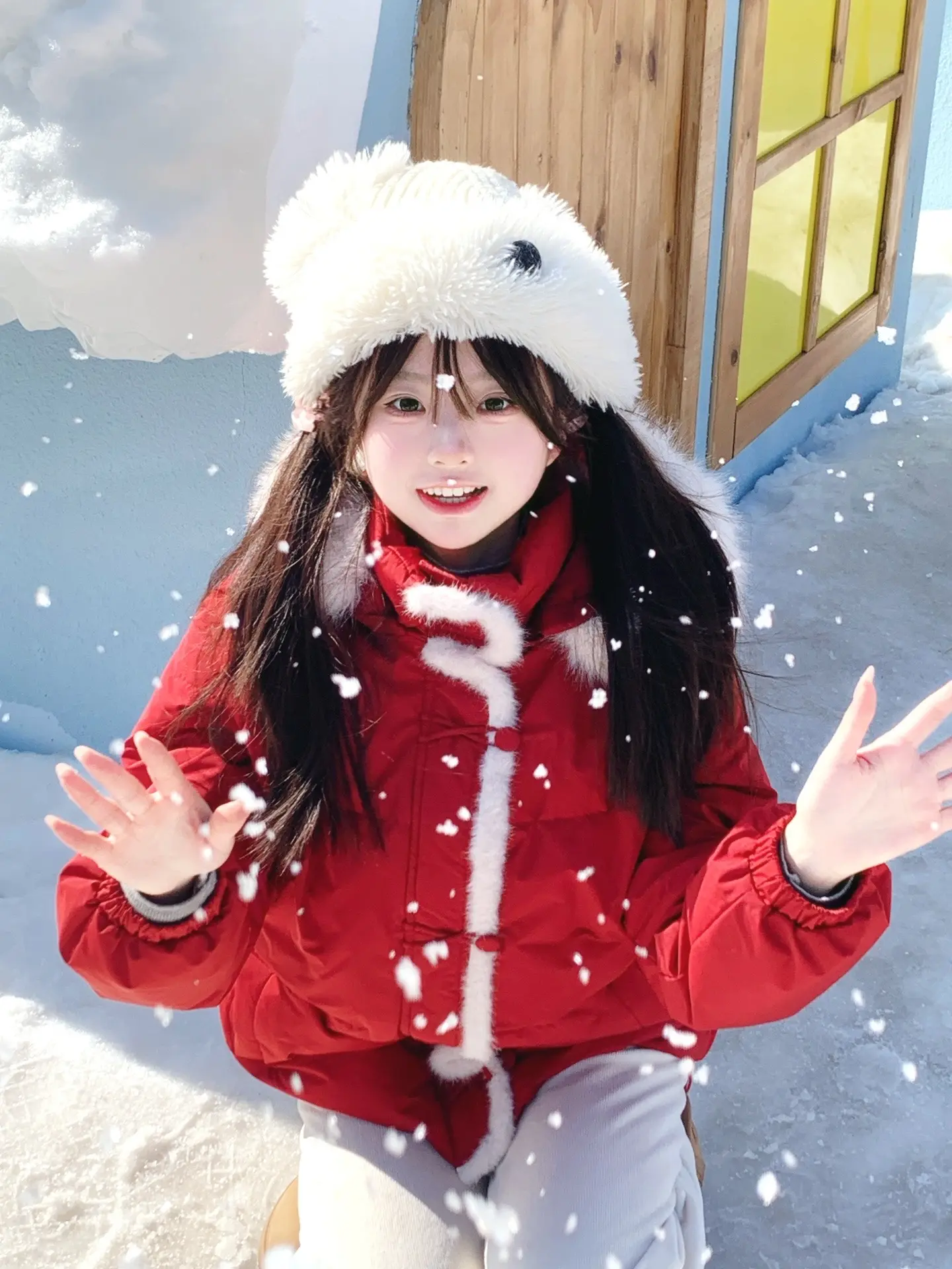 雪地里明媚的红色！！