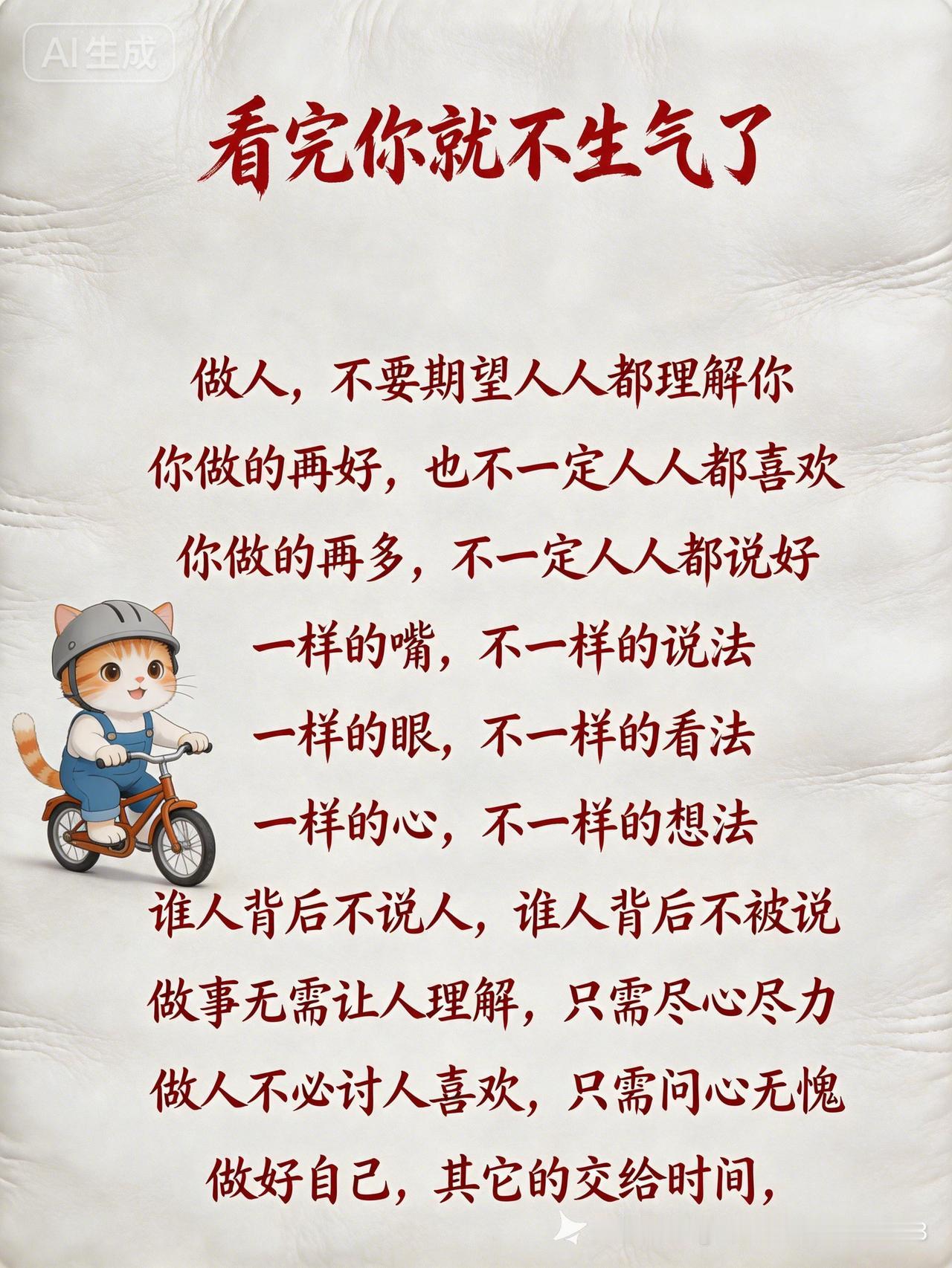 人生不易，做好自己最重要。