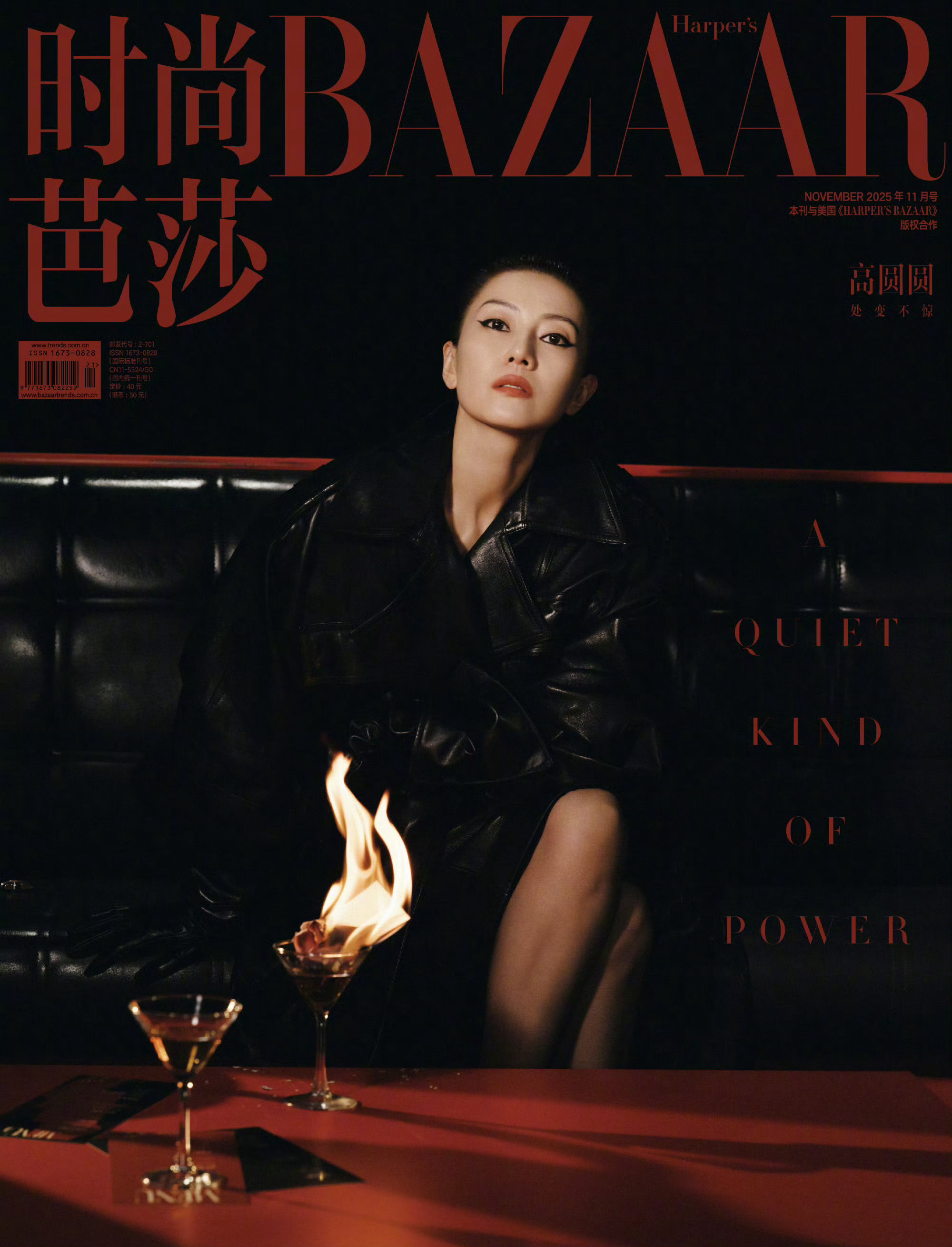 高圆圆 × 时尚芭莎2025年11月刊封面高圆圆全包眼线妆 ​​​
