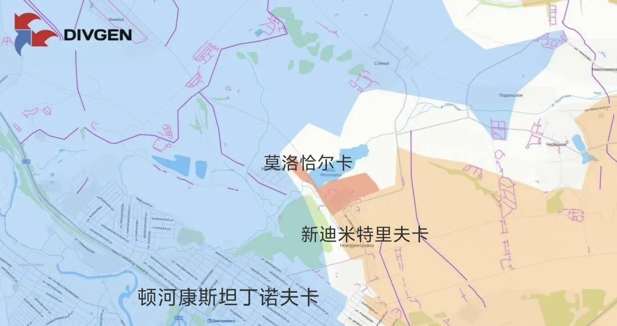 俄军南部集群攻入莫洛恰尔卡，这是在从东北面对顿河康斯坦丁诺夫卡实施包围。
对于乌