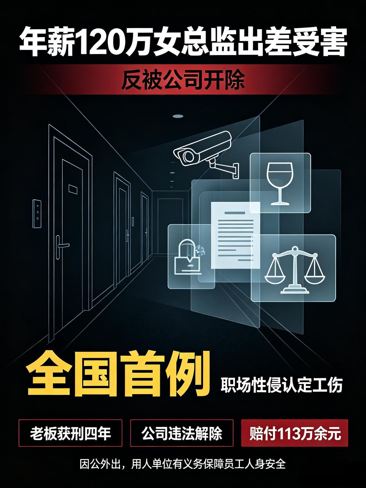 发布标题
 
年薪120万女总监出差受害，反被公司开除：她硬刚三年，打出全国首例
