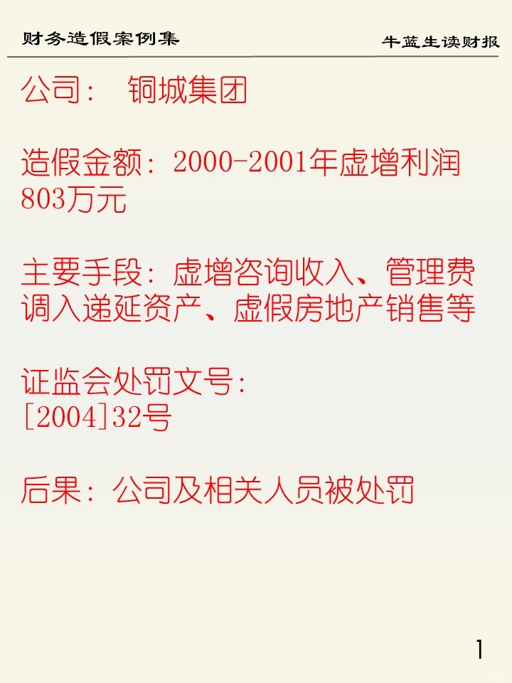 财务造假案例集 | 98 铜城集团