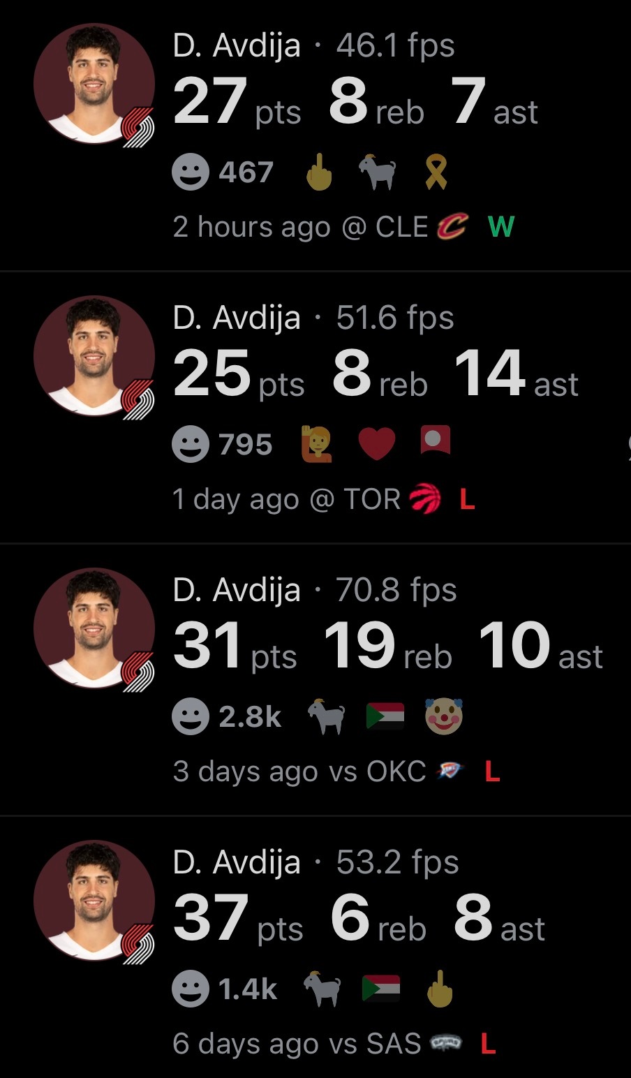 阿夫迪亚最近四场球，可以说大包大揽，也是斯普利特的命根子了，别想休息。值得一提的