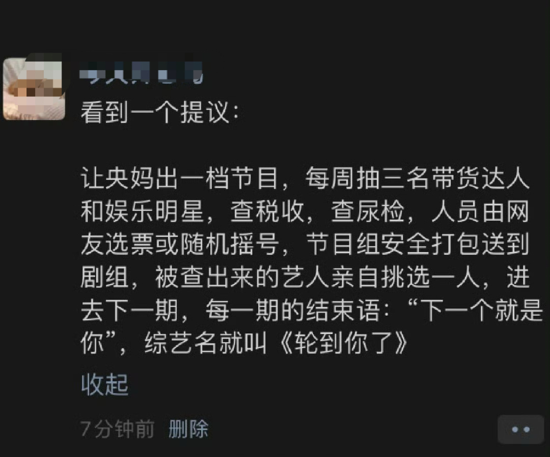网红收入超千万报税竟未达5000元 之前有网友提议央视才能做的节目『轮到你了』，