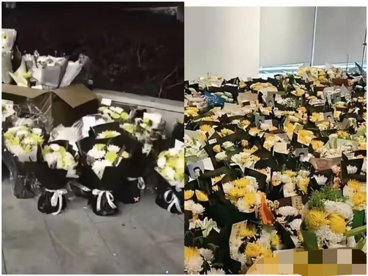 去苏州想给张雪峰送束花，到了产业园才发现，连个站脚的地方都难找。
遍地都是鲜花，