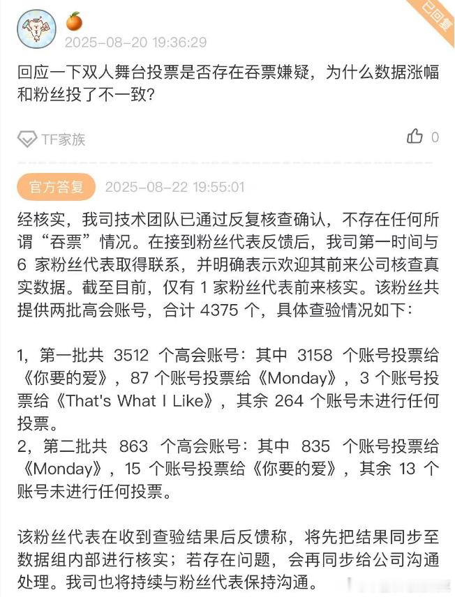 公司回复了吞票问题 ​​​