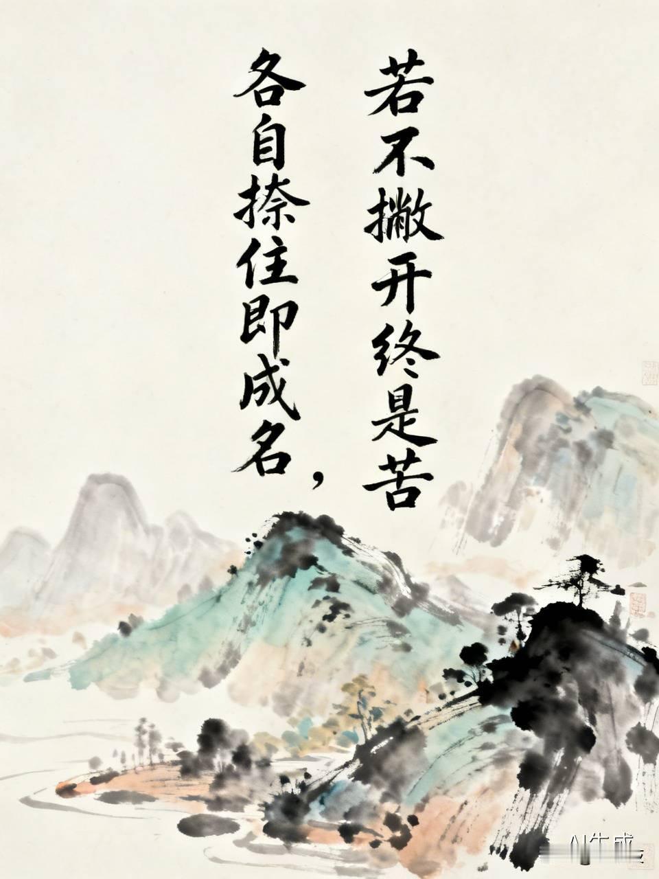 若不撇开终是苦，各自捺住即成名。横批：撇捺人生
“若”字的一撇如果不撇出去，就是