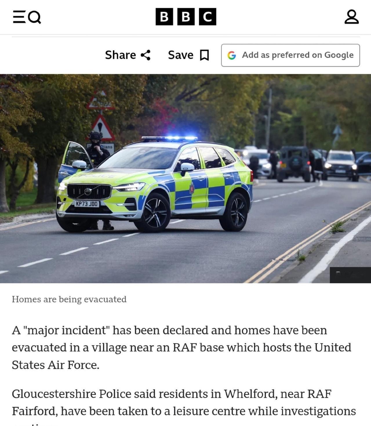 英国美军基地附近发生“重大事件”，英国警方逮捕5人，拆弹人员到场

9月27日，