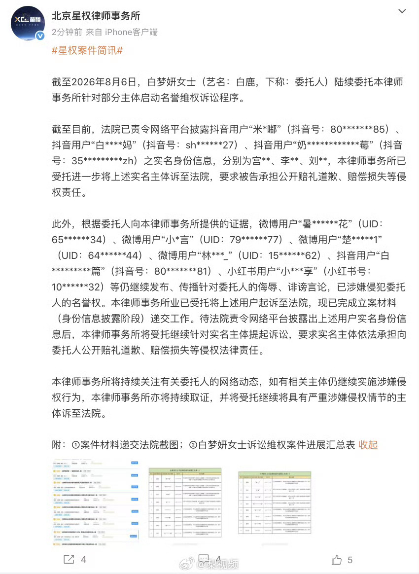 白鹿诉讼维权案件进展刚刷到这个进展，看了眼详情有点复杂。支持维权，希望能有个公正