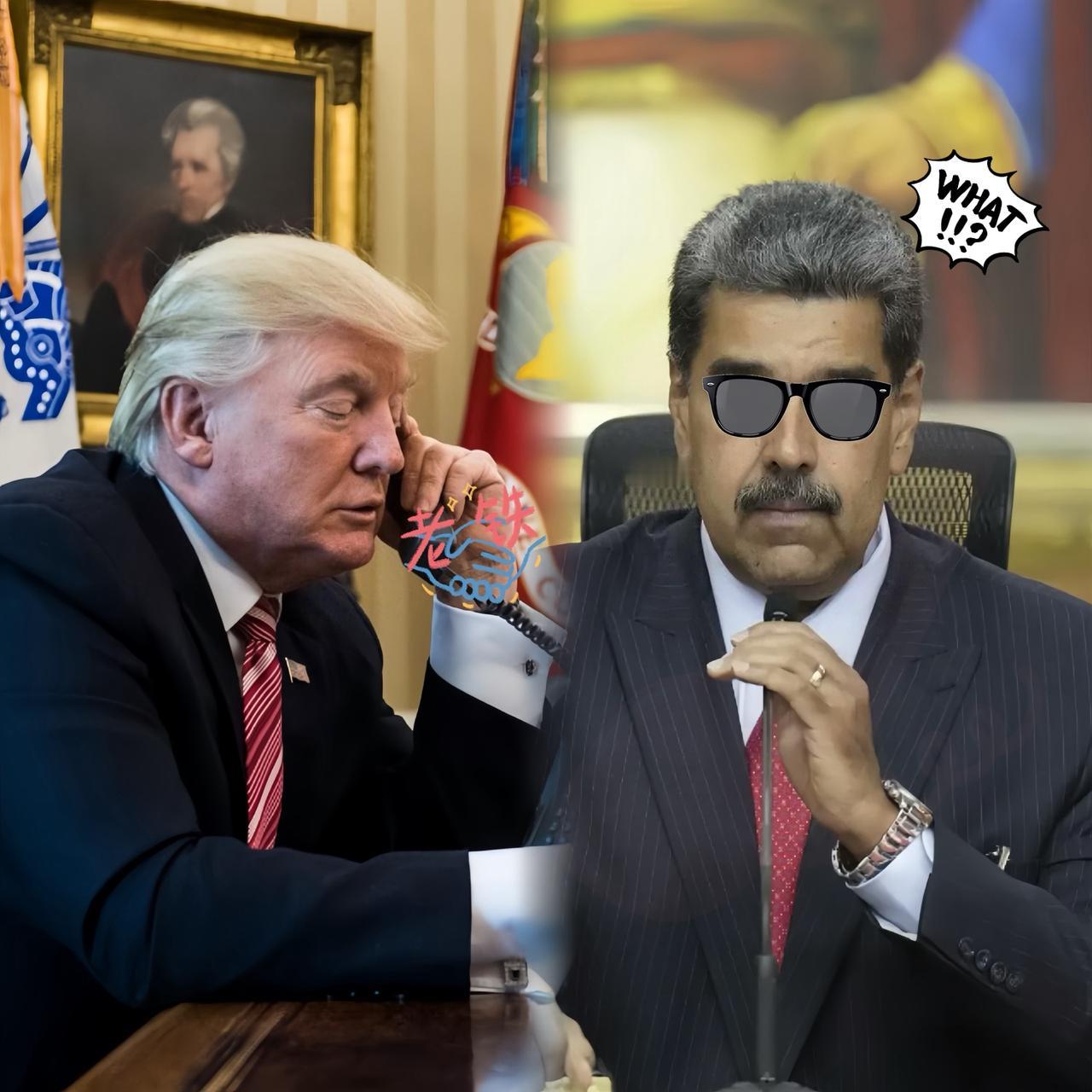 就在 昨天，
美媒发来报道，
特朗普和委内瑞拉总统马杜罗通话，直接发出威胁，称如