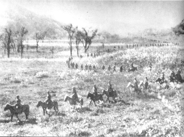 上党战役结束，俘虏总往山包瞟，文书觉得不对，上去搜：是条大鱼
 
1945年10