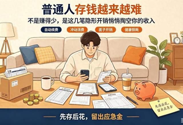 普通人存钱越来越难，不是赚得少，是这几笔隐形开销掏空你的收入