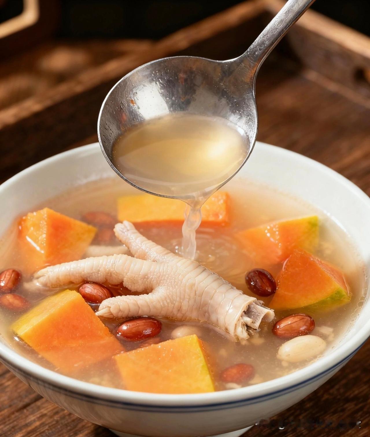 鸡脚木瓜汤安神助眠，养颜润肌，女生要多喝

花生+莲子比较温和补脾胃，适合脾胃差