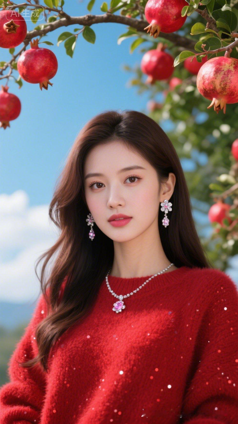 秋日暖阳下的红衣少女，甜美动人！🍂💕