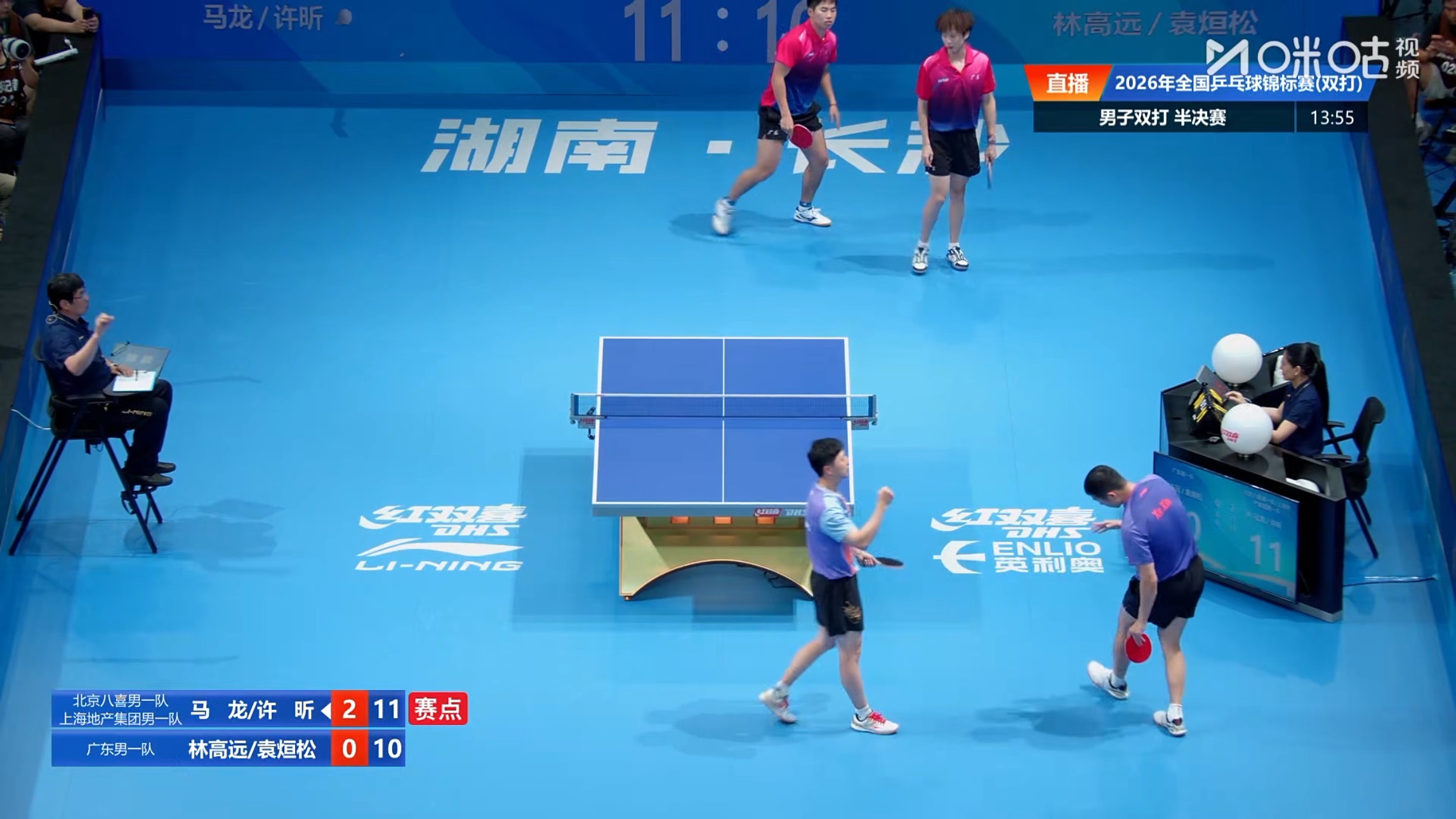 马龙/许昕3比0林高远/袁烜松晋级2026全国乒乓球锦标赛 男双决赛 