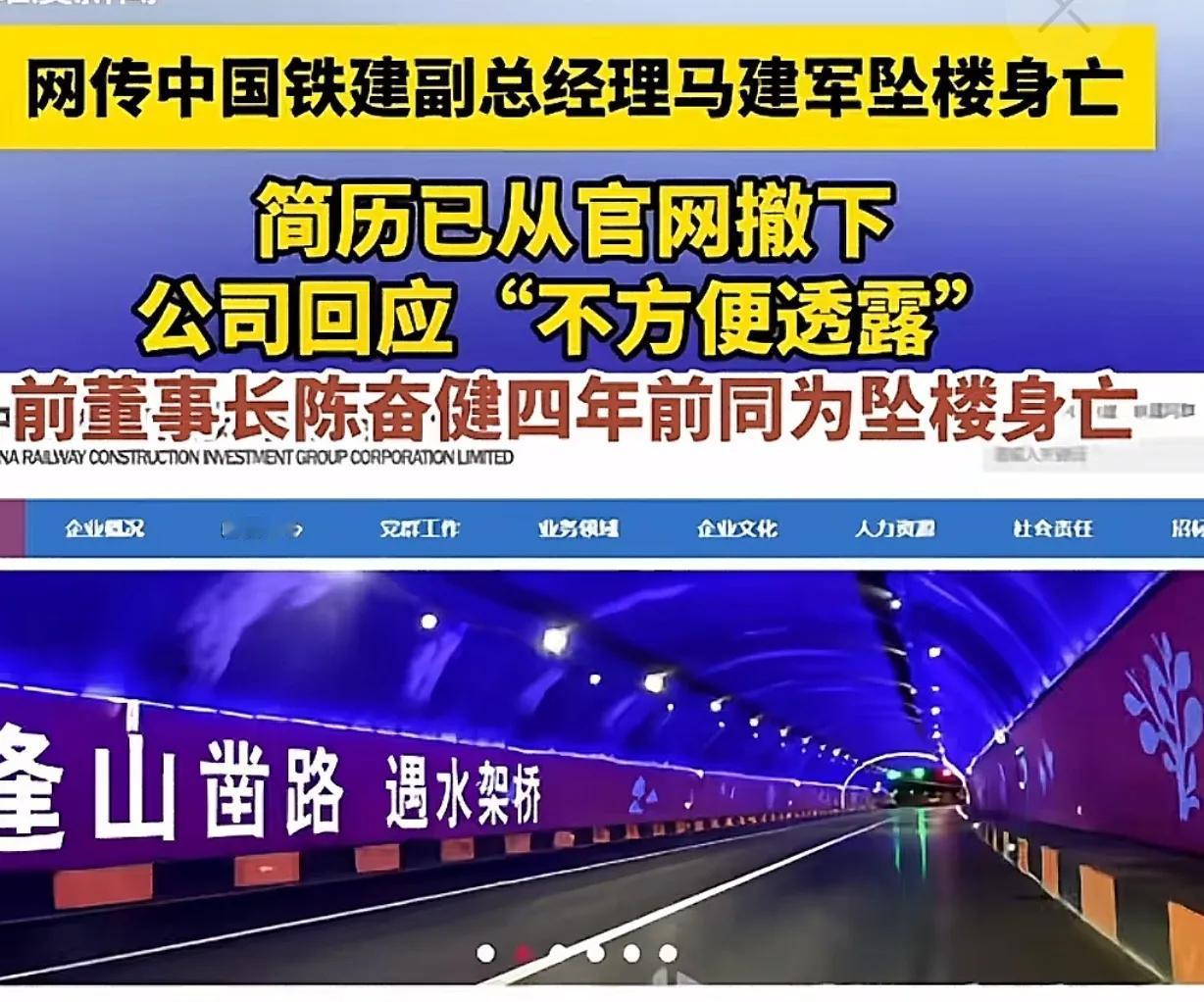 近日，网传一国企副总经理坠楼身亡，简历已从官网上撤离，似乎以印证了这一事实。
四