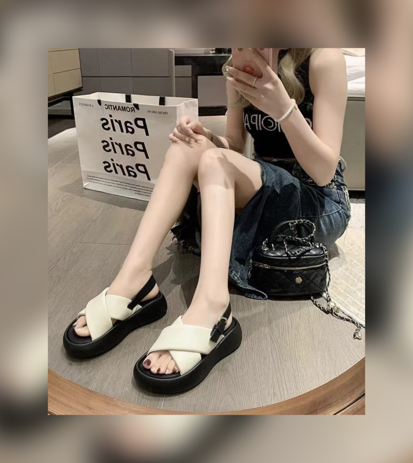 #好物分享#早八通勤人Zui爱的软乎乎凉鞋 爱上夏天 交叉带的设计很时尚厚底不J