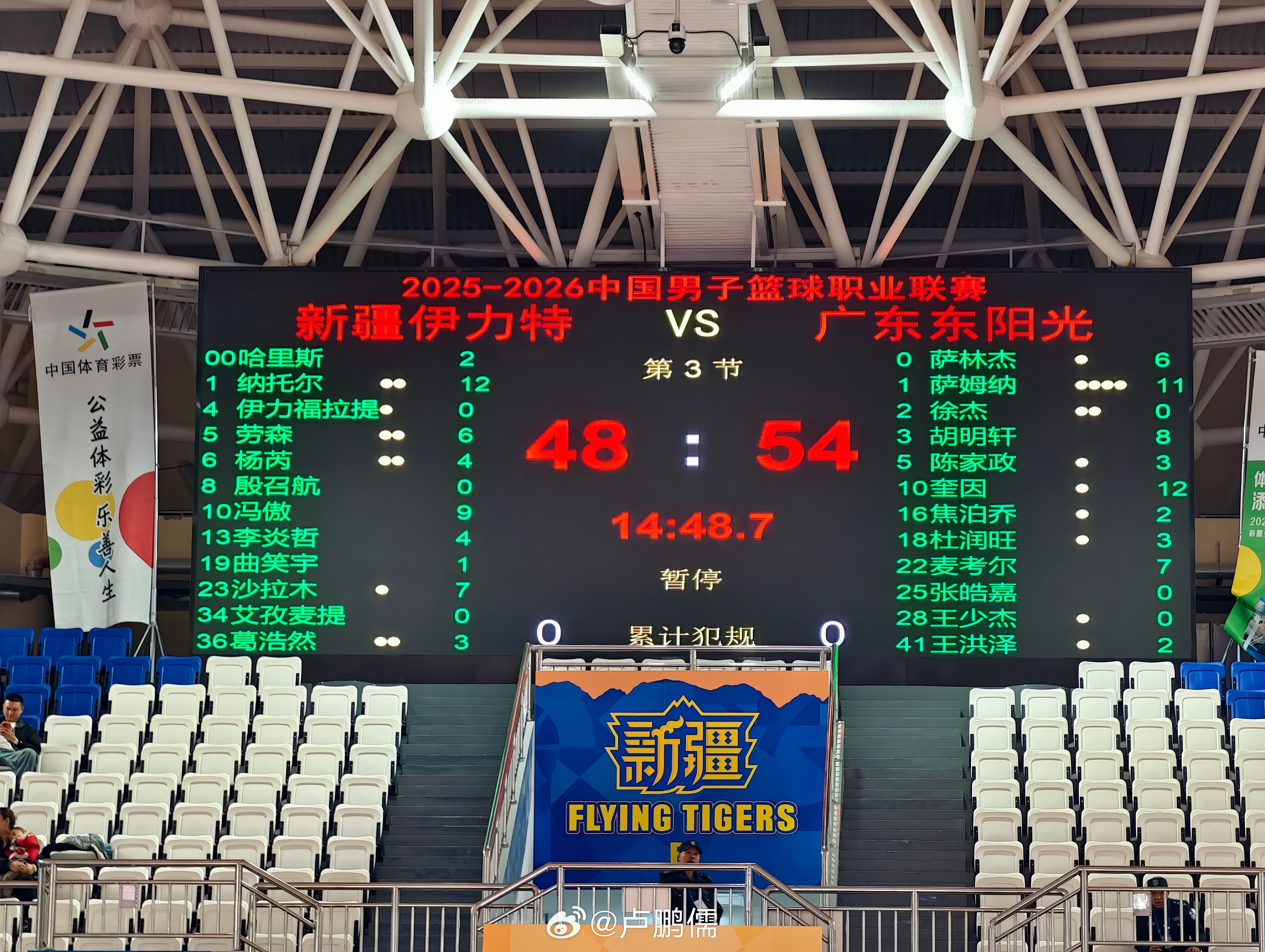 半场结束前，新疆队终于苏醒追上比分cba新疆男篮小卢篮球世界 乌鲁木齐·十二师奥