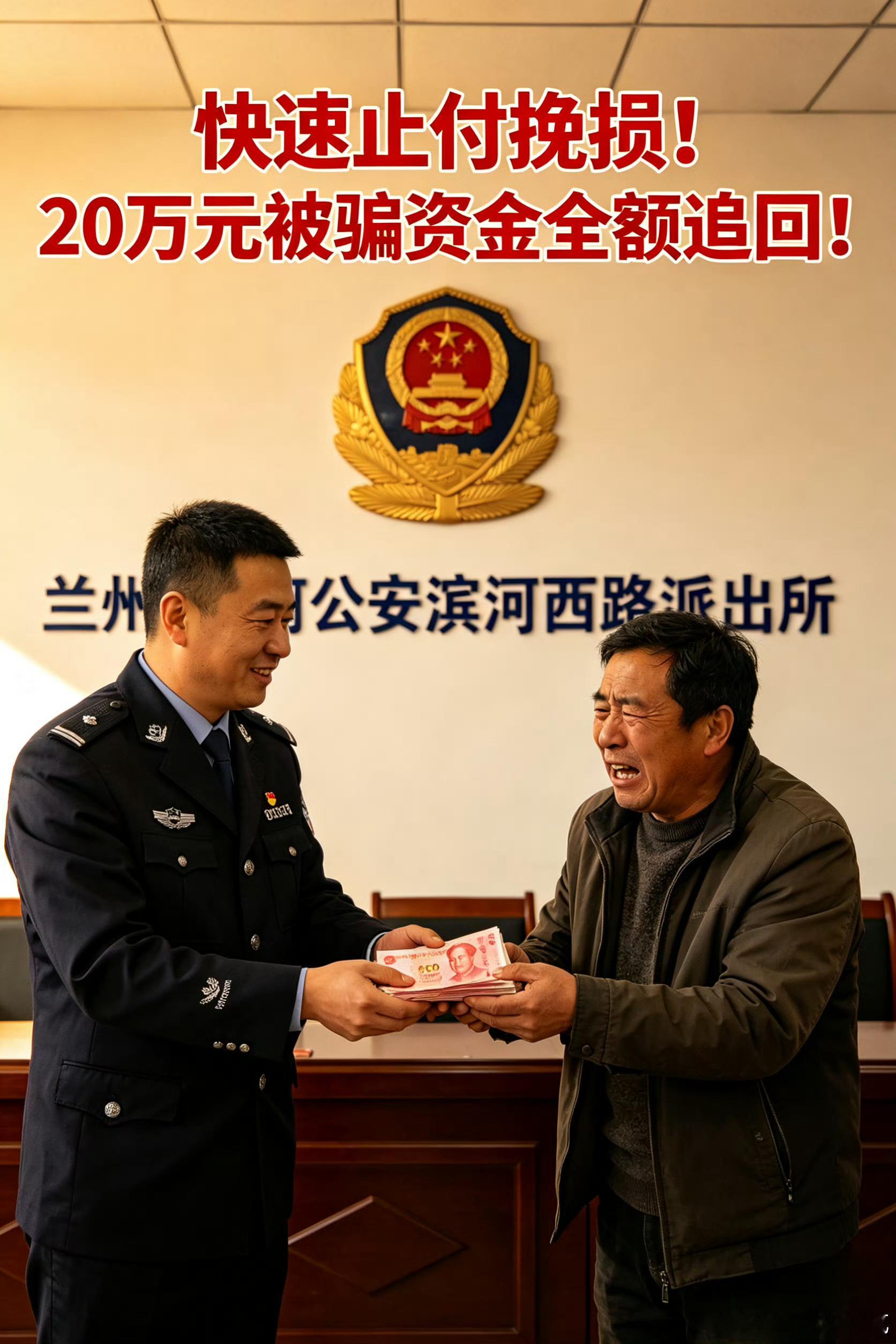 兰州滨河西路派出所反诈神速 兰州公安守护金城平安 【从绝望到惊喜！20万元失而复