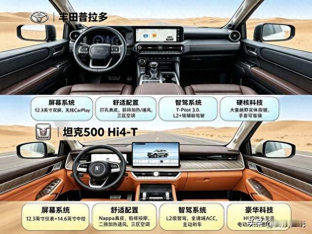 普拉多 VS 坦克500 Hi4-T，硬派混动越野SUV怎么选？