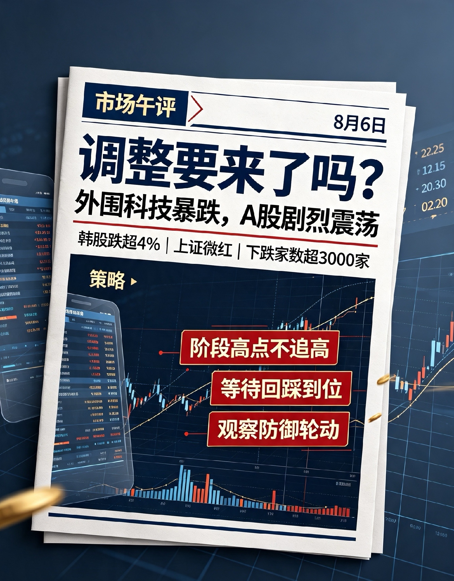 8月6日午评：外围科技暴跌冲击，A股剧烈震荡，调整要来了吗？一、盘面概况今天亚太