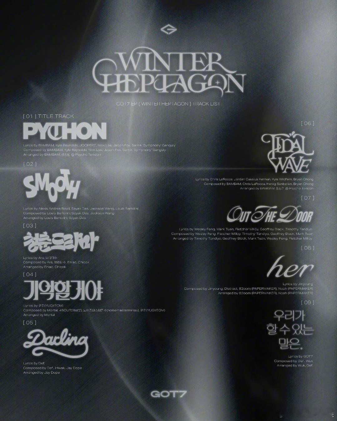 GOT7回归曲目表  GOT7回归  GOT7迷你13辑《WINTER HEPT