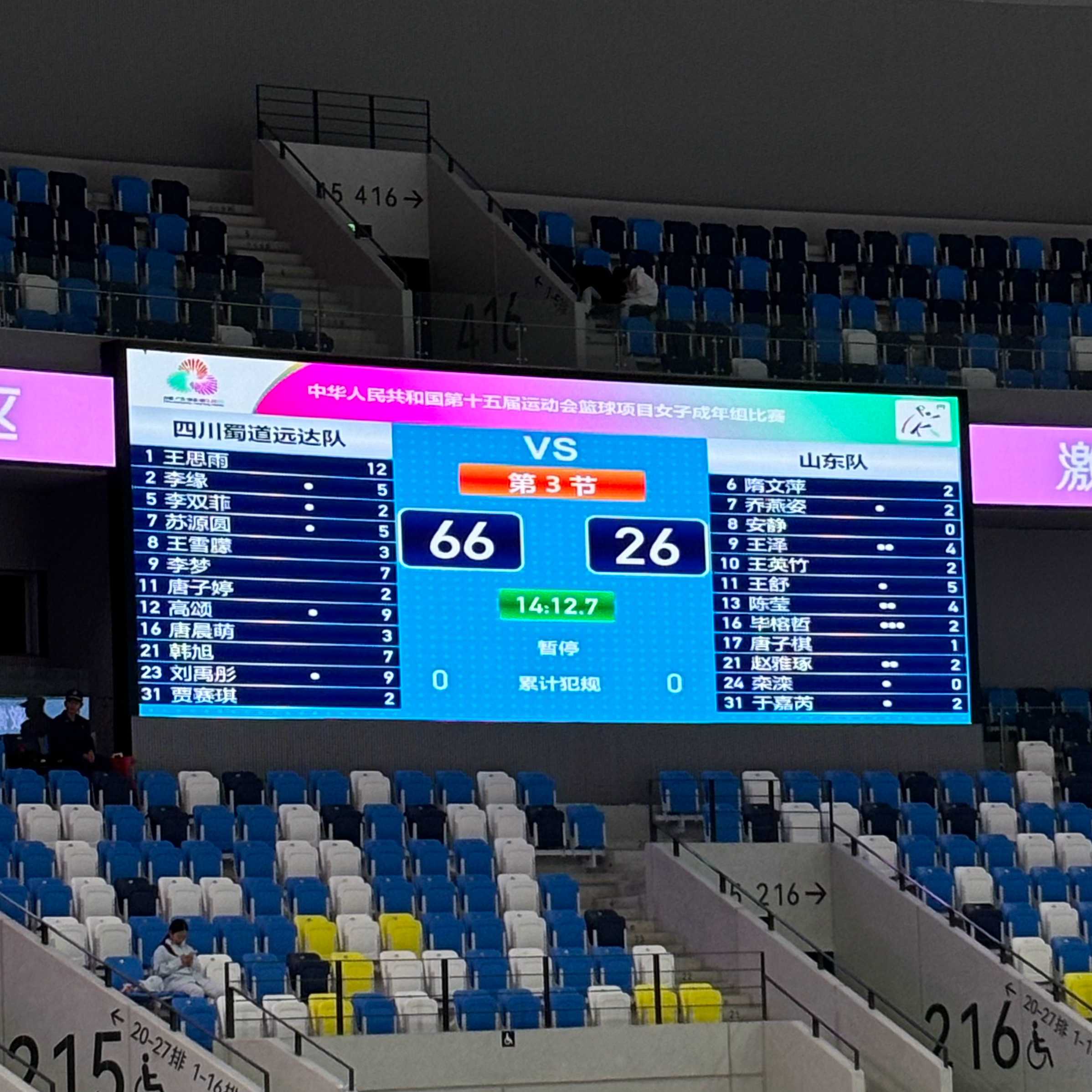 首发：李缘+李梦+贾赛琪+高颂+韩旭替补：王思雨+李双菲+王雪朦+唐子婷+刘禹彤