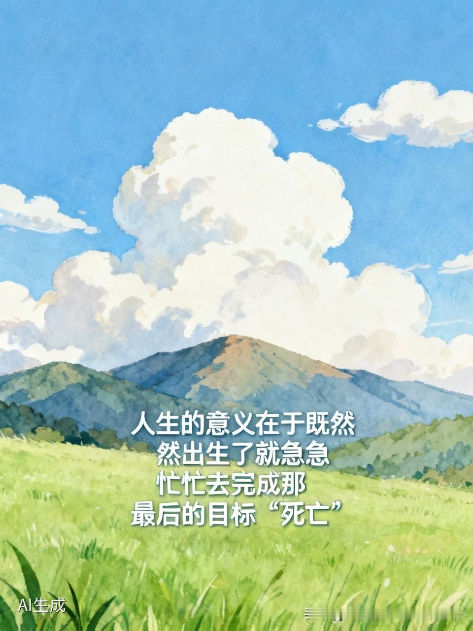 题目起真好，不用看正文。
人生的意义在于既然出生了就急急忙忙去完成那最后的目标“