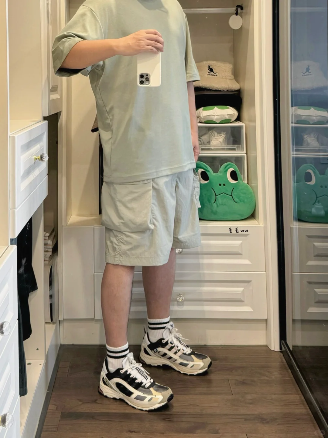 豆沙绿色系｜优衣库穿搭