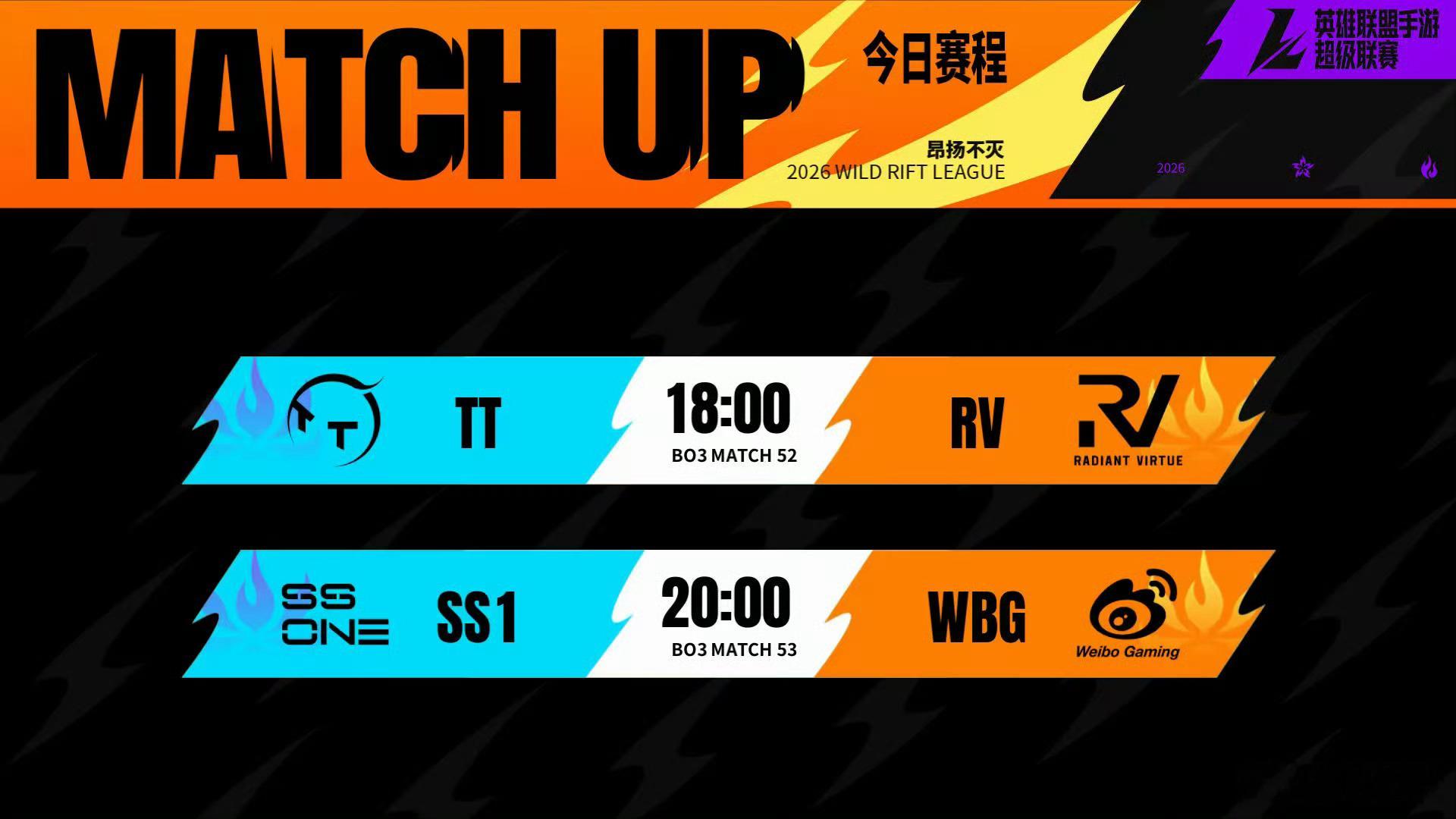 🔥昂扬不灭！2026WRL夏季赛 常规赛W7D2赛程今日赛程安排如下：⭐15: