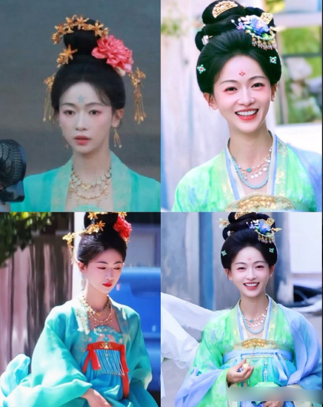 也就是吴谨言的脸撑住这衣服，这颜色放在她身上特别明媚，不俗气 ​​​