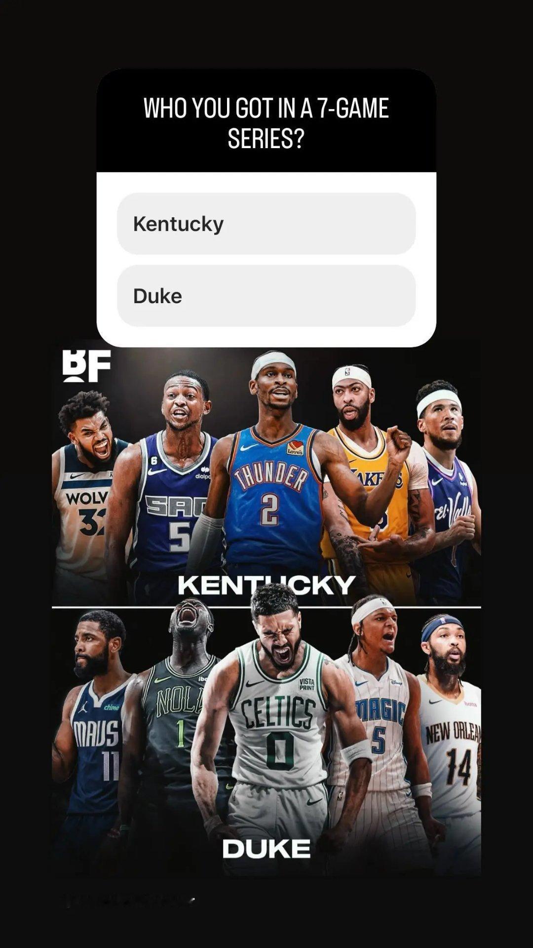 美媒：肯塔基5人组和杜克5人组在7局4胜系列赛中谁能获胜？[加油][加油][加油