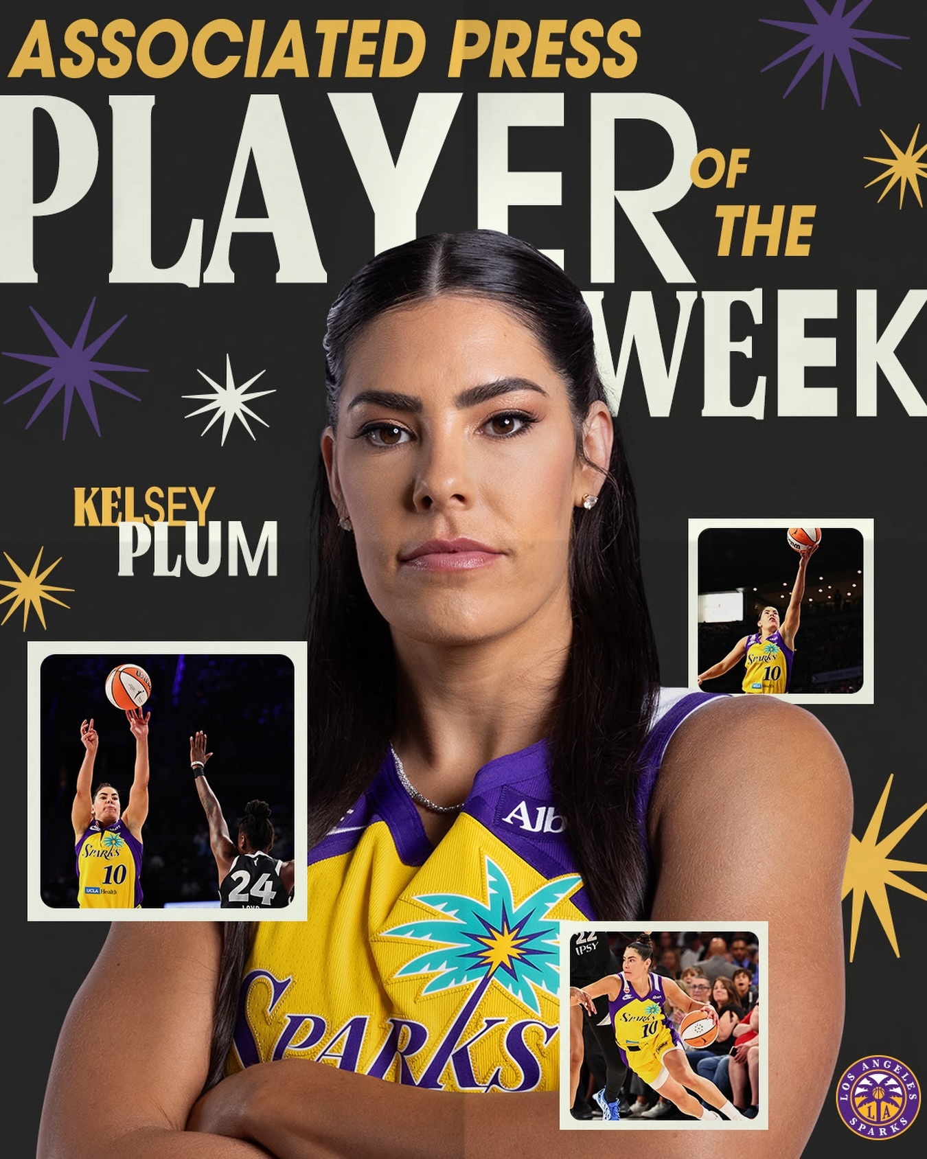 WNBA 刚刚当选美联社周最佳球员的凯尔西普拉姆 ，在今天训练中脚踝扭伤，将在一