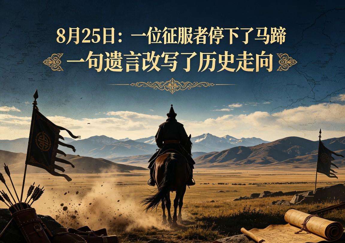 8月25日：一位征服者停下了马蹄，一句遗言改写了历史走向！
 
1227年的今天