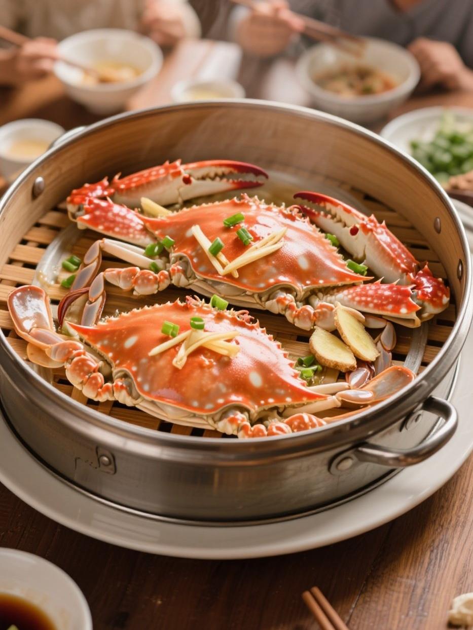 舟山的海域孕育了这份天然的馈赠，蟹肉紧实，蟹膏浓郁，散发出海的咸香和一丝丝甘甜。