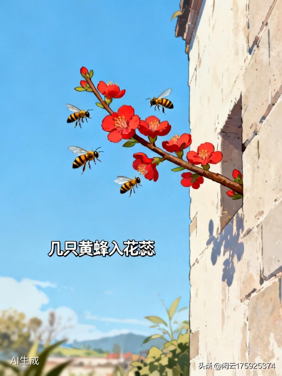 几只黄蜂入花蕊！
