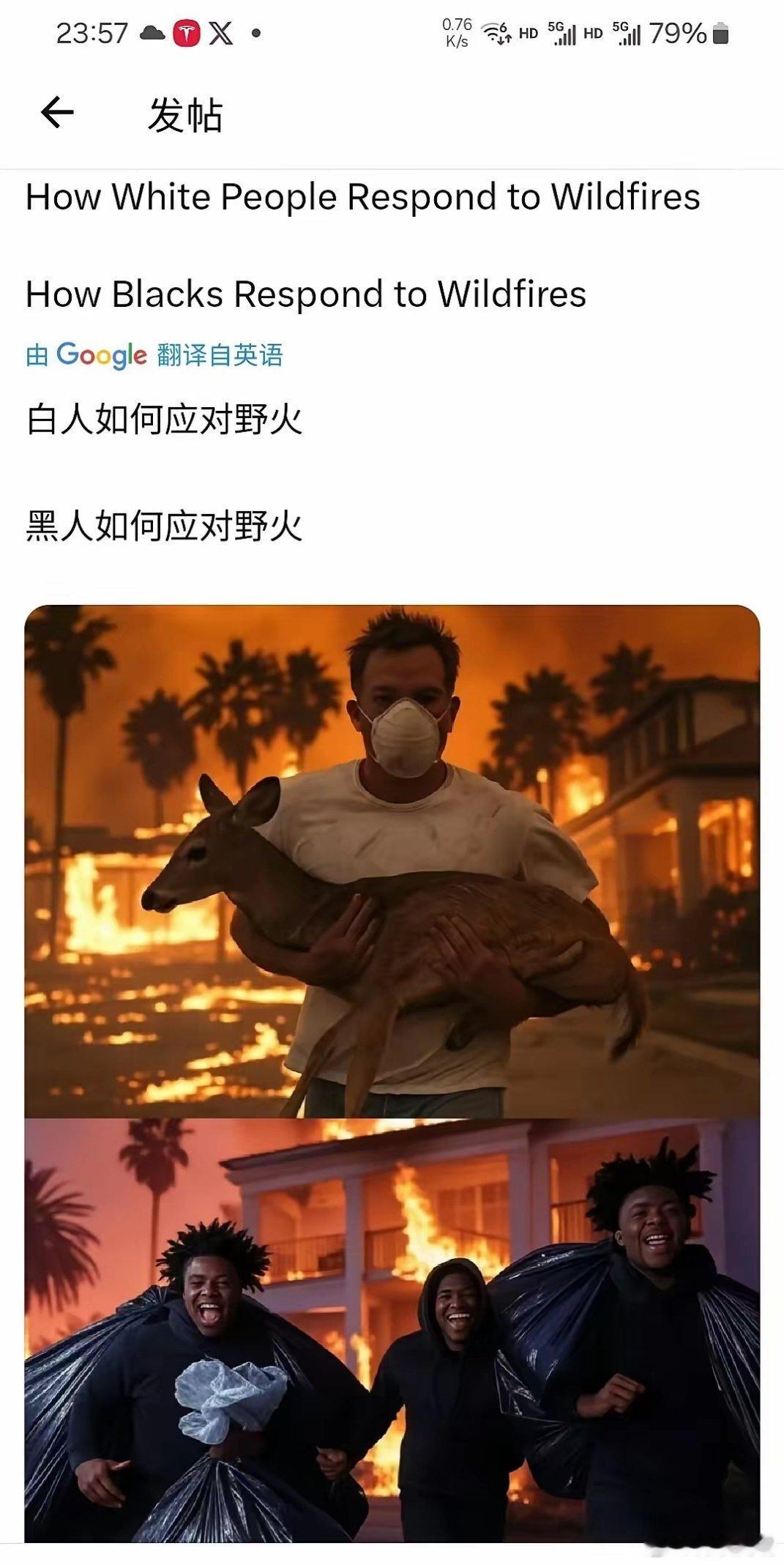 延时镜头呈现加州山火末日景象 白人如何应对野火 vs 黑人如何应对野火 