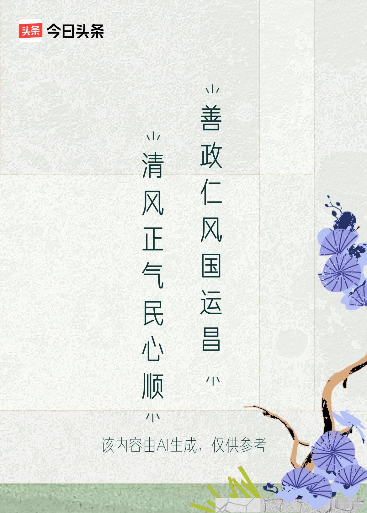 文学创作大会上联：清风正气民心顺，下联：善政仁风国运昌。戳这里👉和我一起作诗词