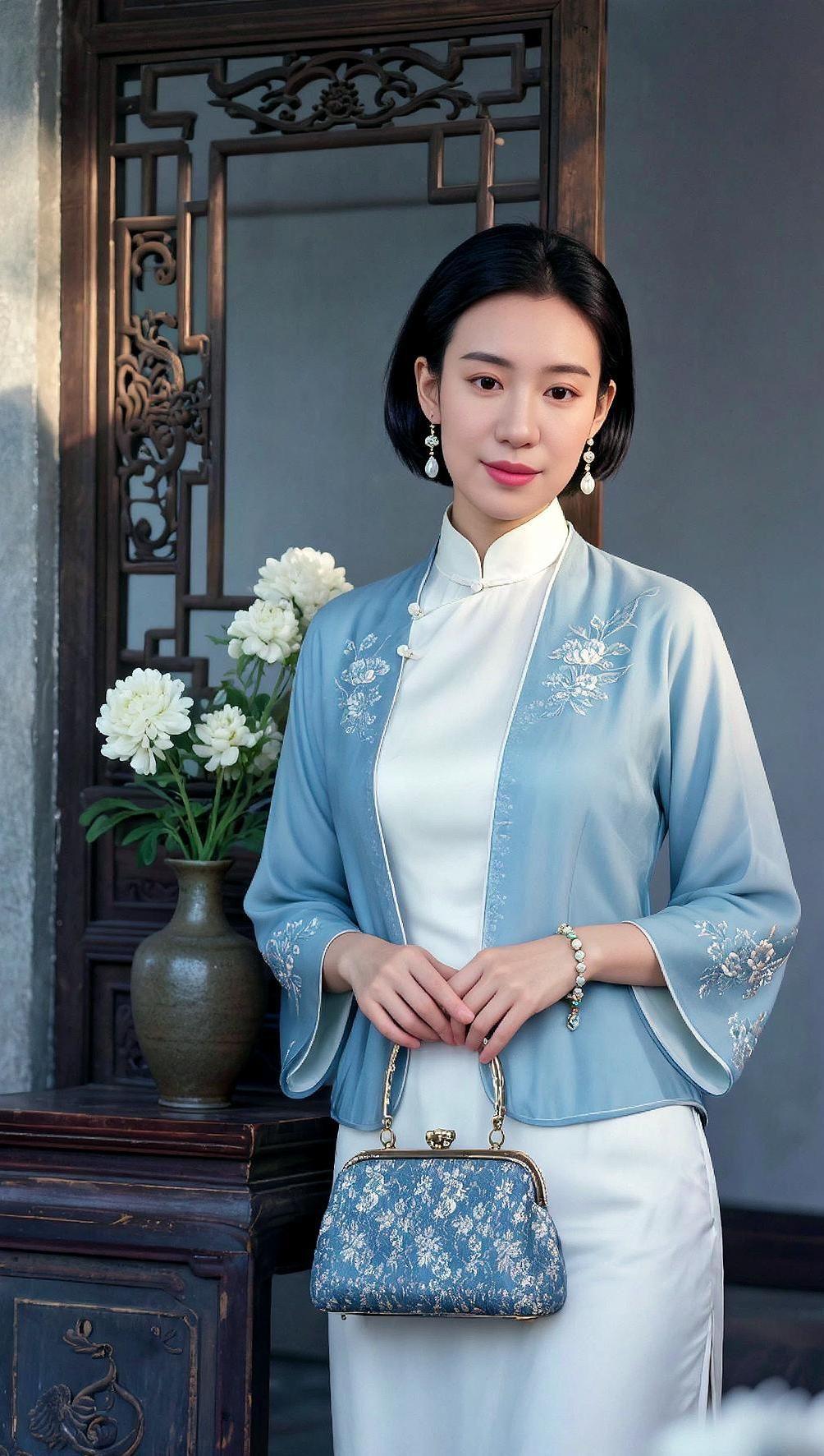 AI中式雅韵照 抖音ai创作 上热搜 万能的抖音 颜值