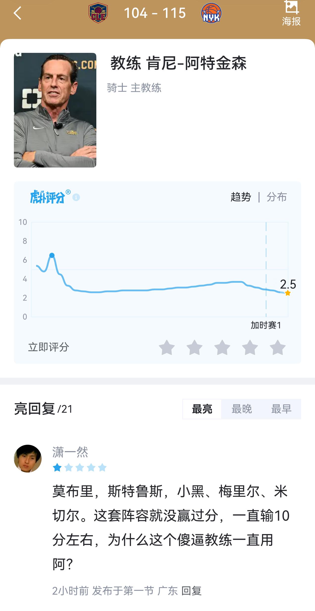 今天赛后好看了，我看阿特金森要怎么圆 骑士vs尼克斯