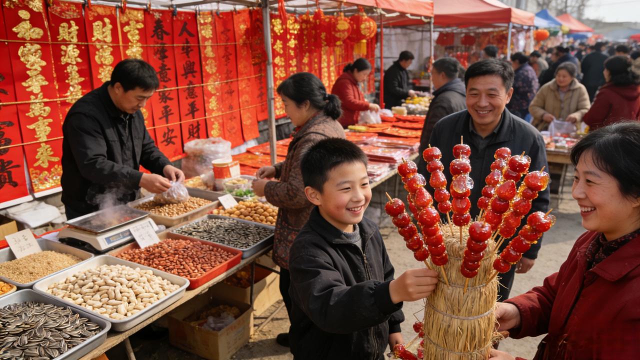 小时候的年，是赶大集挑春联的欢喜，是攥着压岁钱守岁的期待，是串门拜年讨吉利的热闹