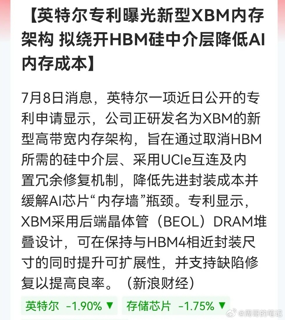 存储最新消息！英特尔XBM曝光，新技术直接“干掉硅中介层”，先进封测或成最大赢家